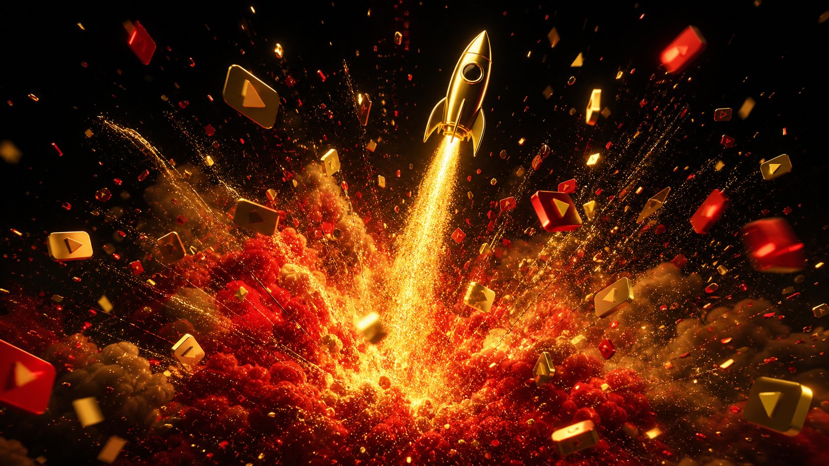 High-energy 3D rocket launch YouTube thumbnail design by Alpha Tech